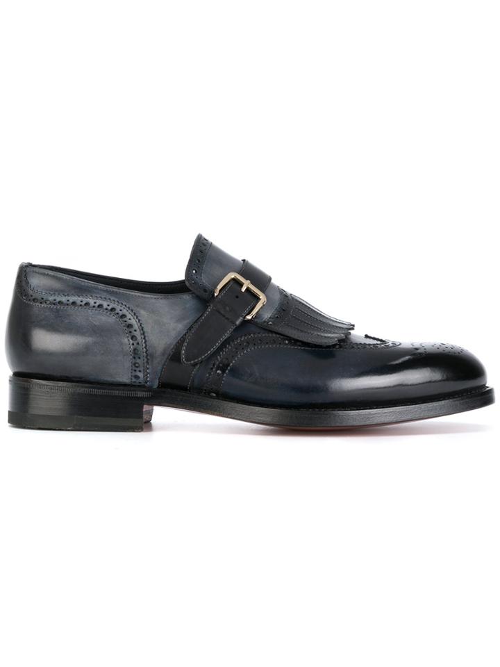 Santoni Faded Effect Monk Strap Shoes - Blue