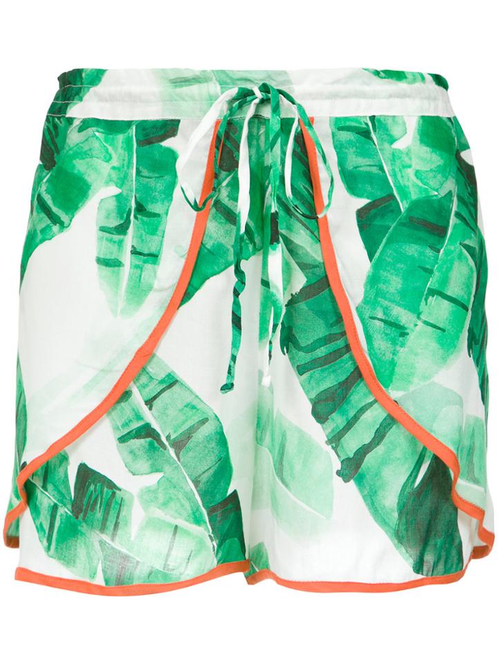 Brigitte Foliage Print Shorts - Green