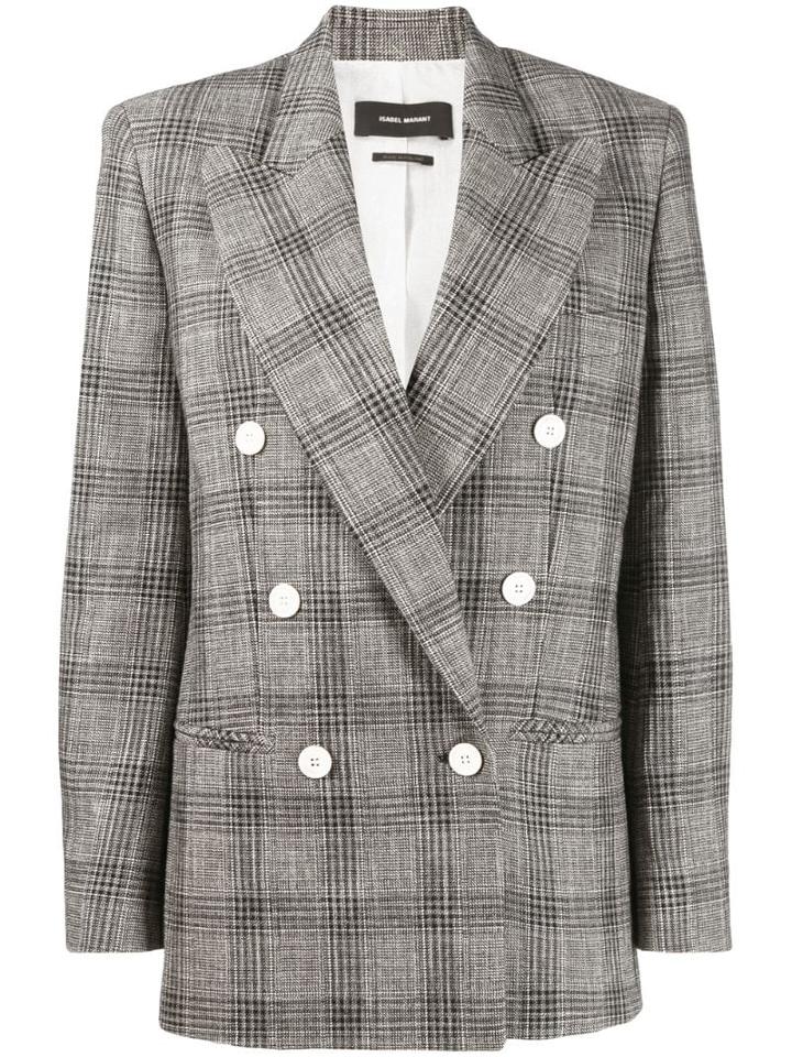 Isabel Marant Plaid Double Breasted Blazer - Black