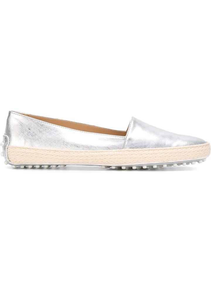 Tod S Metallic (grey) Slippers, Women's, Size: 38, Leather/rubber