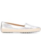 Tod S Metallic (grey) Slippers, Women's, Size: 38, Leather/rubber