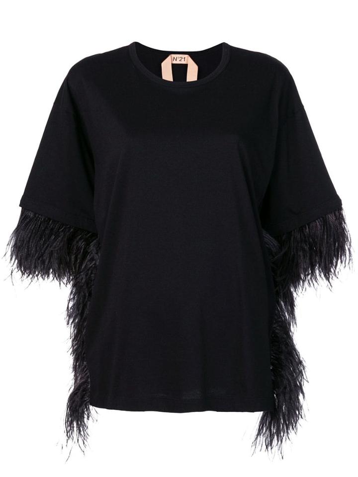 Nº21 Feather Trim Top - Black