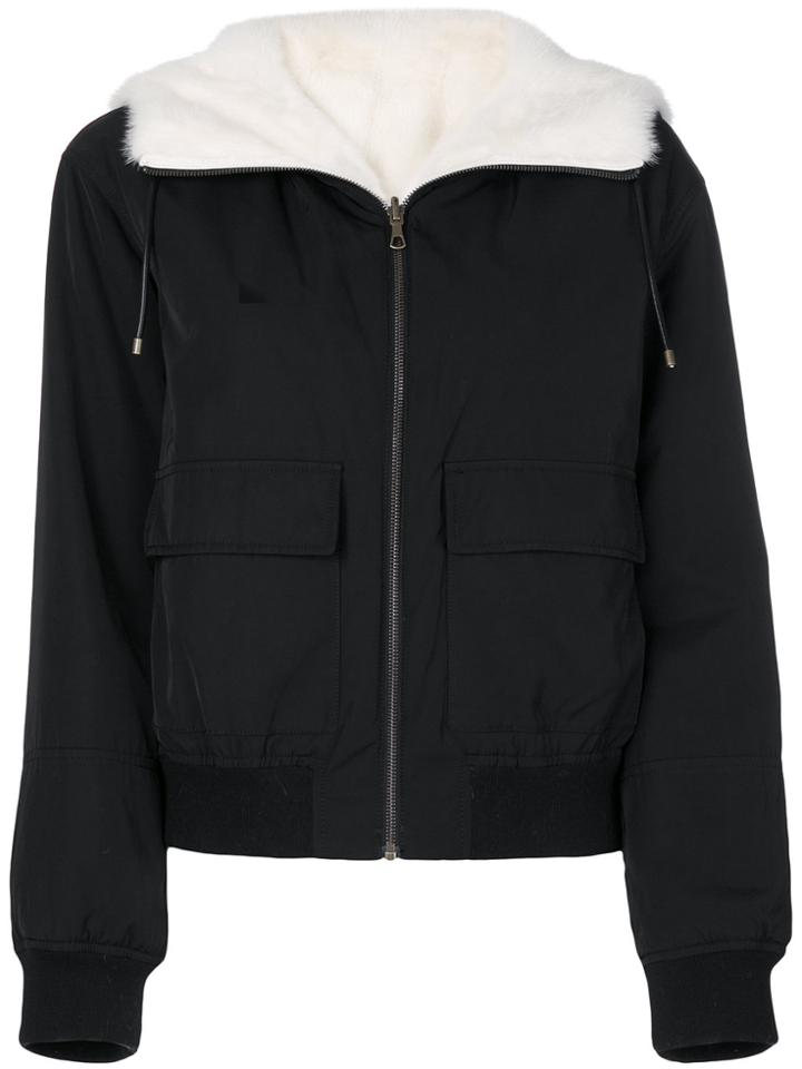 Army Yves Salomon Fur-trimmed Bomber Jacket - Black