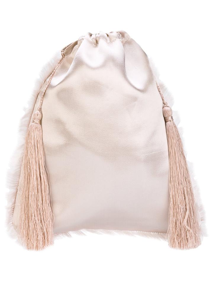 Attico - Sofia Drawstring Bag - Women - Polyester/viscose - One Size, Nude/neutrals, Polyester/viscose