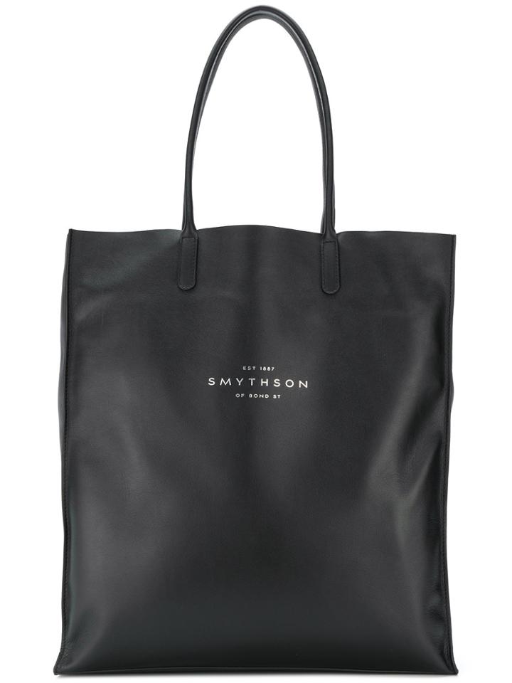 Smythson Logo Stamp Tote - Black