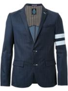 Guild Prime Two Stripe Sleeve Detail Single Breasted Blazer, Men's, Size: Medium, Blue, Polyester/polyurethane/wool