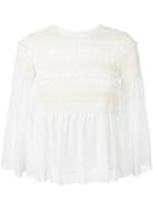 See By Chloé - Smocked Sheer Blouse - Women - Polyester - 40, White, Polyester