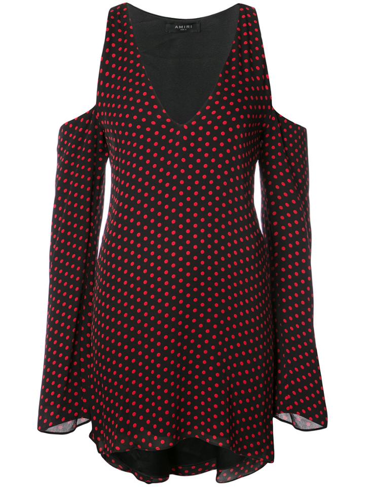 Amiri Cold-shoulder Polka-dot Dress - Red