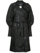 Chanel Vintage Cc Logo Double-breasted Coat - Black