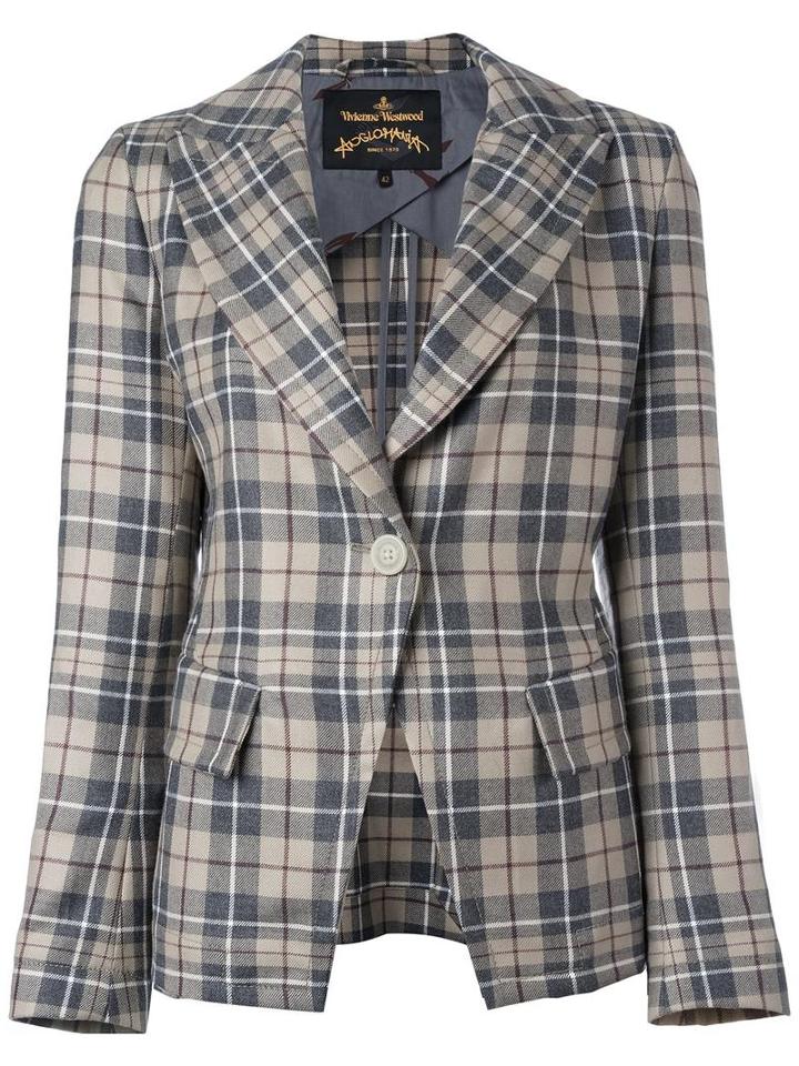 Vivienne Westwood Anglomania Checked Blazer, Women's, Size: 40, Nude/neutrals, Virgin Wool/polyester/cotton