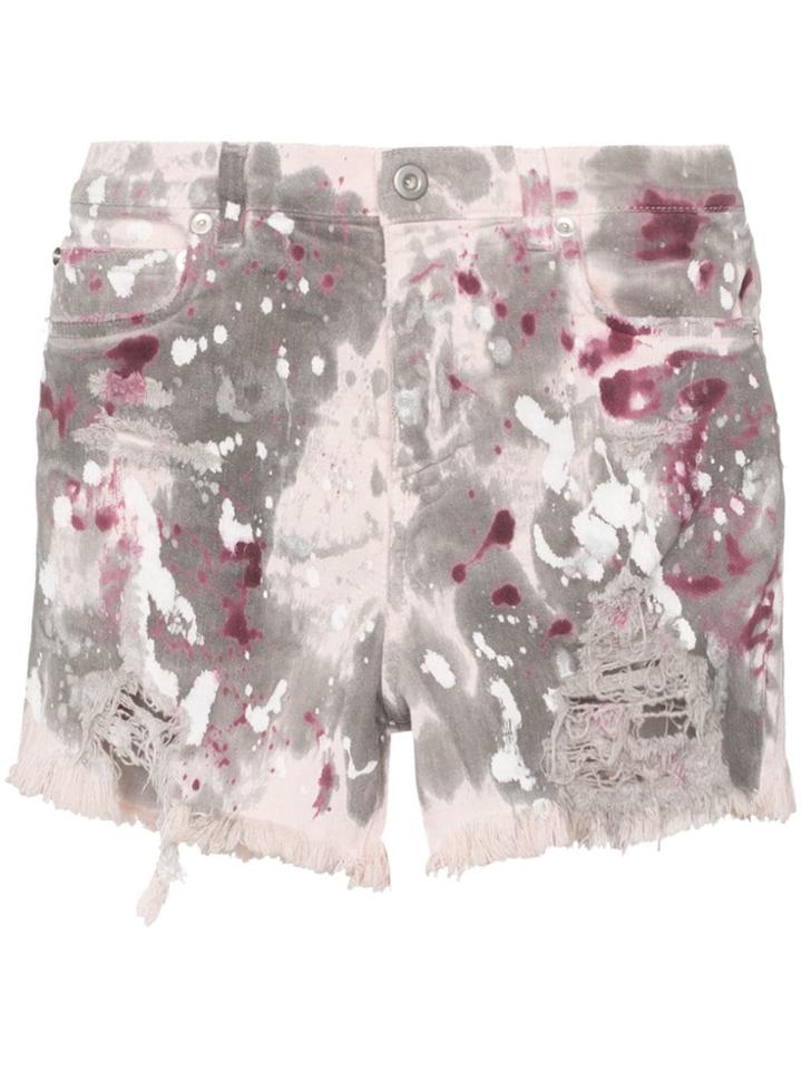 Faith Connexion Paint-splattered Denim Shorts - Multicoloured