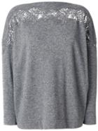 Ermanno Scervino - Lace Trim Sweater - Women - Cashmere/wool - 42, Grey, Cashmere/wool