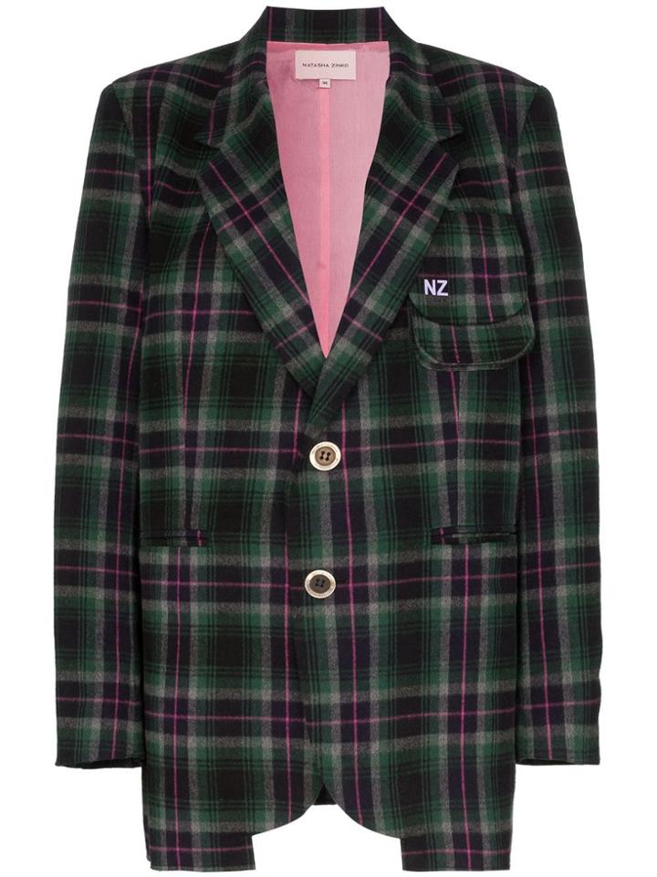 Natasha Zinko Oversized Checked Blazer - Green