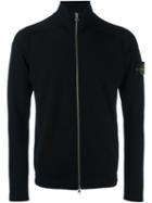 Stone Island High Neck Zipped Cardigan, Men's, Size: Small, Black, Wool