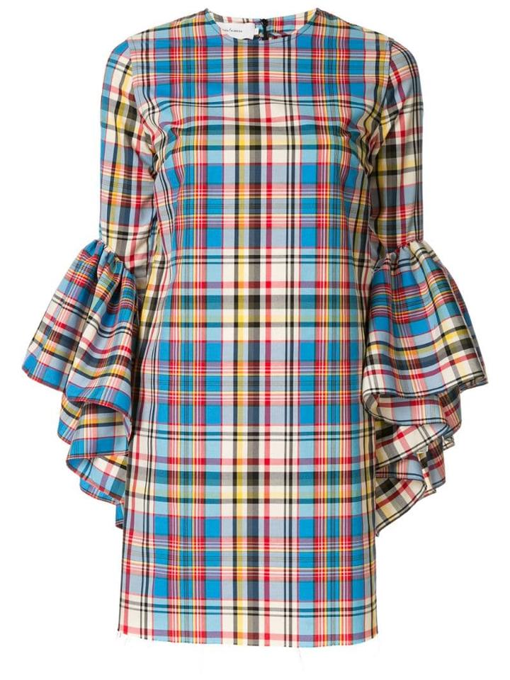 Marques'almeida Check Frill Sleeve Mini Dress - Multicolour