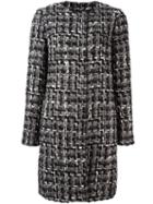 Dolce & Gabbana Slim Fit Boucle Coat, Women's, Size: 46, Grey, Silk/cotton/acrylic/wool