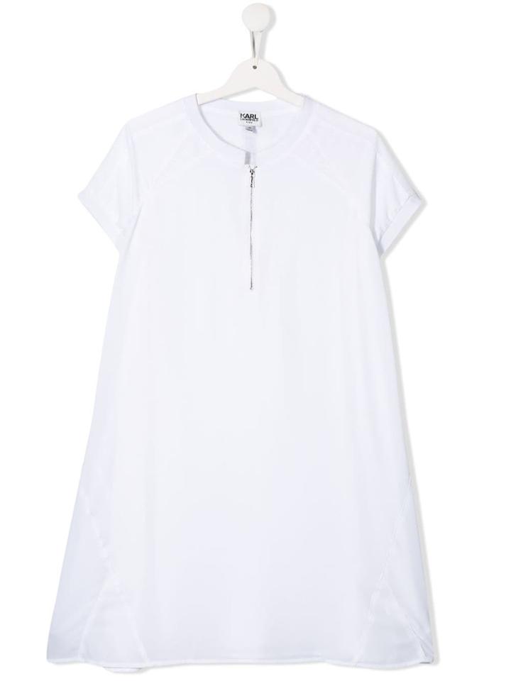 Karl Lagerfeld Kids Colour Bock Short Sleeve Dress - White