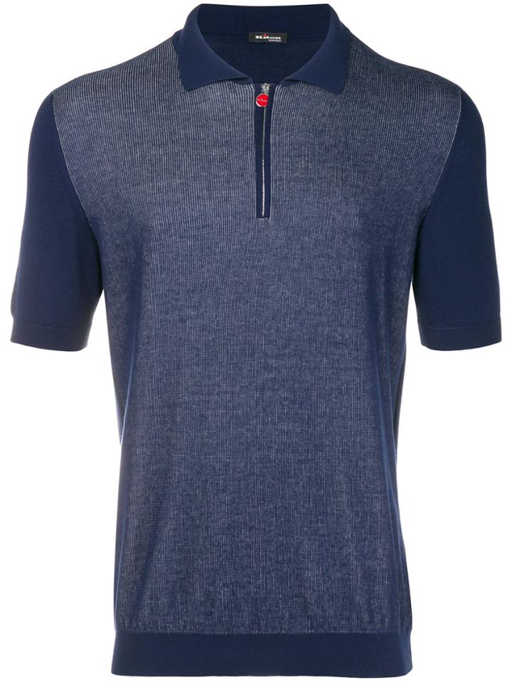 Kiton Panelled Polo Shirt - Blue