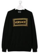 Young Versace Teen Embroidered Logo Sweatshirt - Black