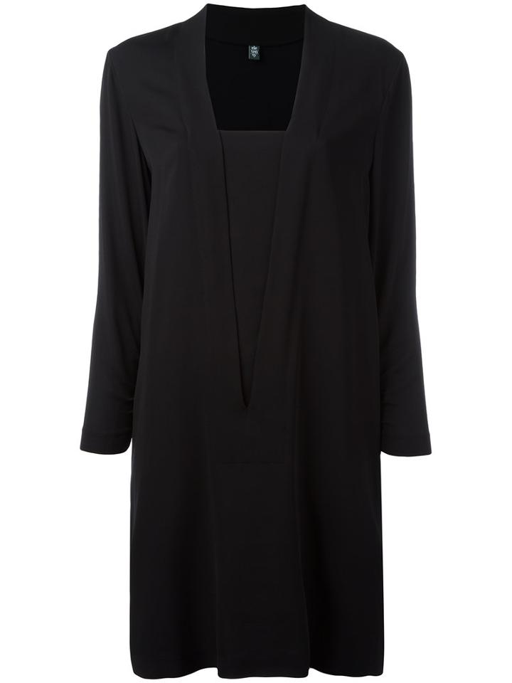 Eleventy Square Neck Dress, Women's, Size: 44, Black, Viscose/spandex/elastane