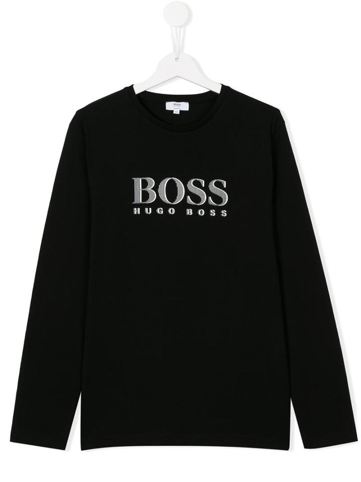 Boss Kids Logo Print T-shirt, Boy's, Size: 14 Yrs, Black