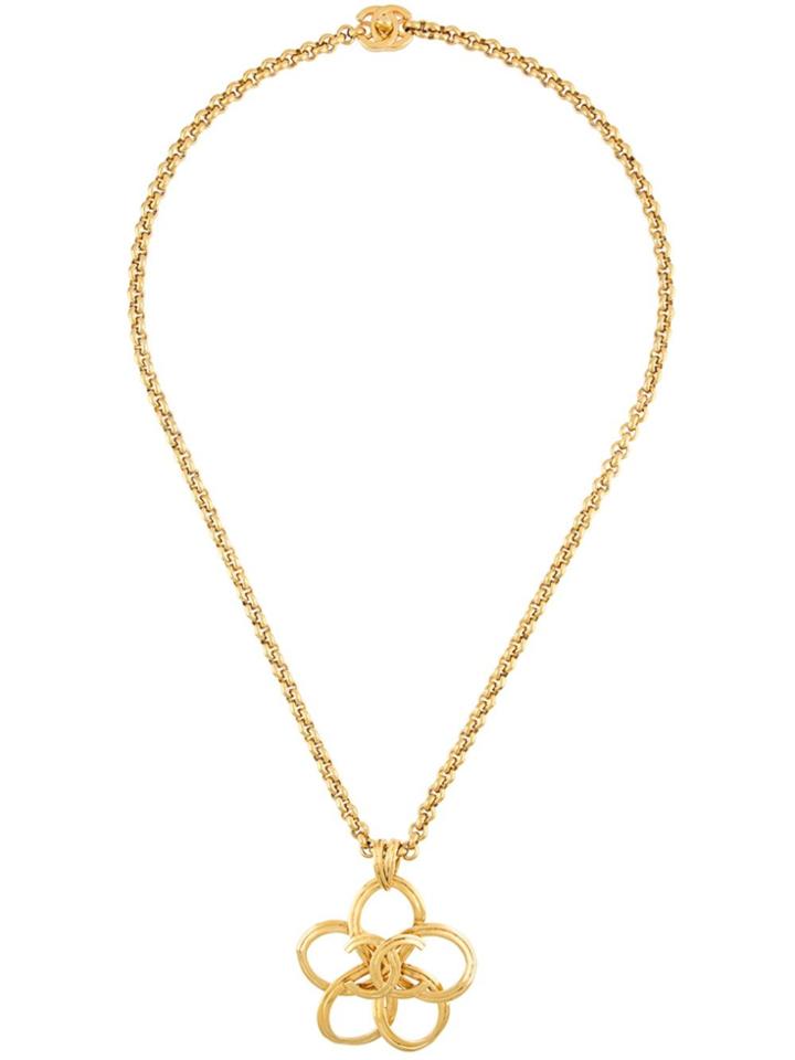 Chanel Vintage 'cc' Floral Necklace - Metallic