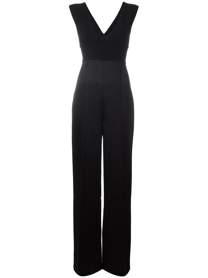 Elizabeth And James V Neck Sleeveless Jumpsuit, Women's, Size: 4, Black, Polyester/spandex/elastane/viscose