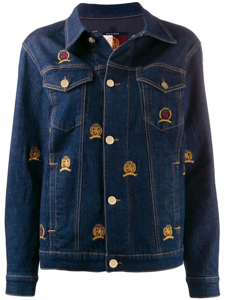Tommy Hilfiger Embroidered Crest Denim Jacket - Blue