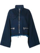 Marques'almeida Wide Sleeve Zip Up Jacket, Women's, Size: Xs, Blue, Cotton