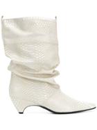 Stella Mccartney Snake-effect Pointed Boots - White