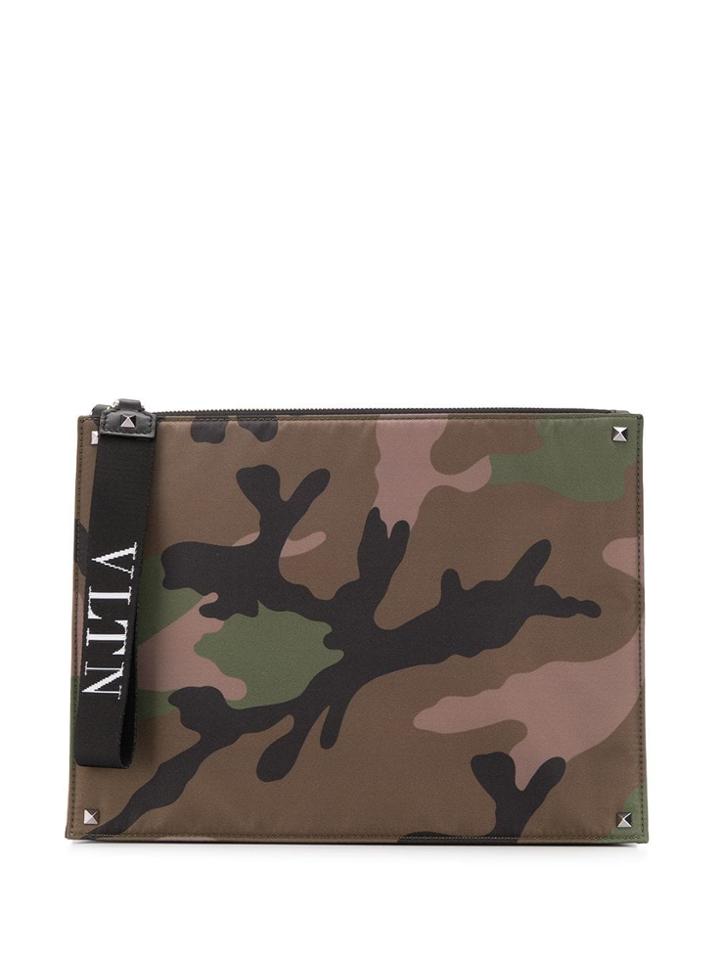 Valentino Valentino Garavani Camouflage Print Clutch - Green