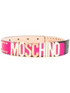 Moschino Logo Belt, Women's, Size: Xxs, Pink/purple, Leather