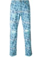 James Long Printed Slim Jeans, Men's, Size: Medium, Blue, Cotton