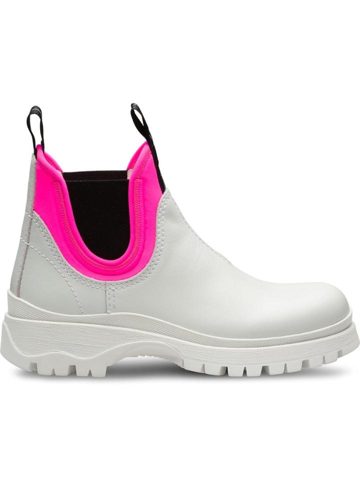 Prada Leather And Neoprene Booties - White