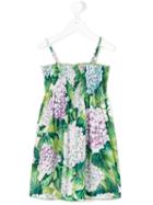 Dolce & Gabbana Kids - Hydrangea Print Dress - Kids - Cotton - 10 Yrs, Green