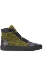 Alberto Fermani Felt Panel High Top Sneakers - Black