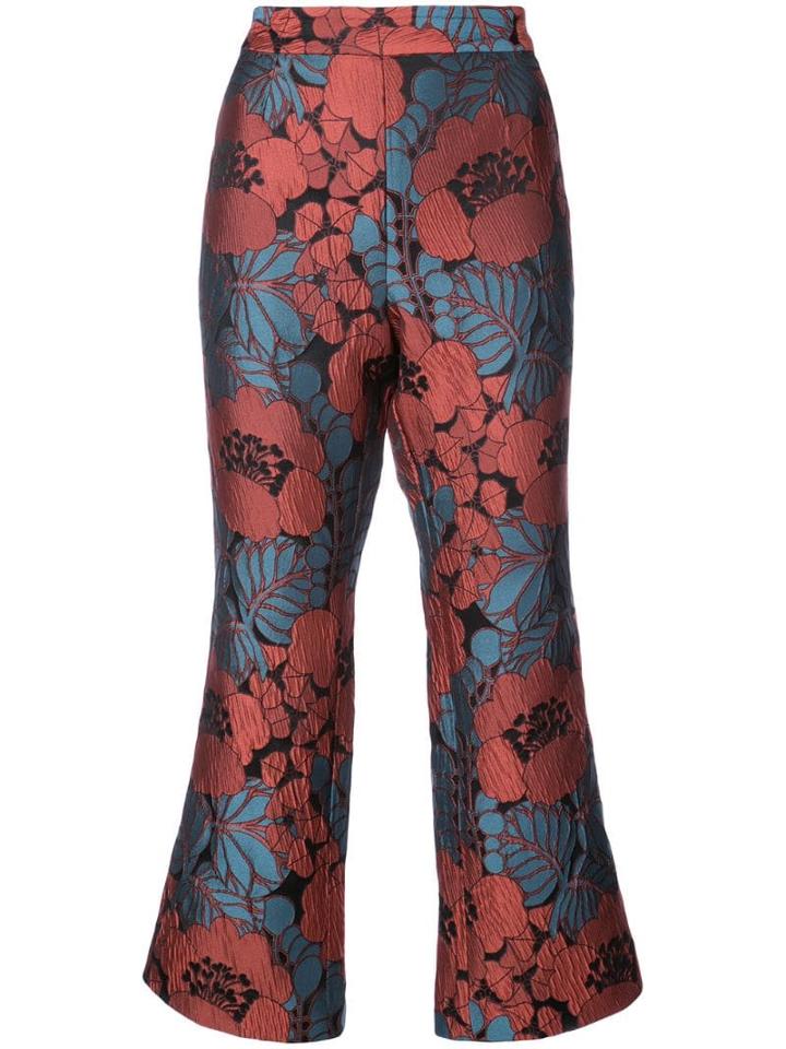 Josie Natori Kick Flare Cropped Trousers - Red
