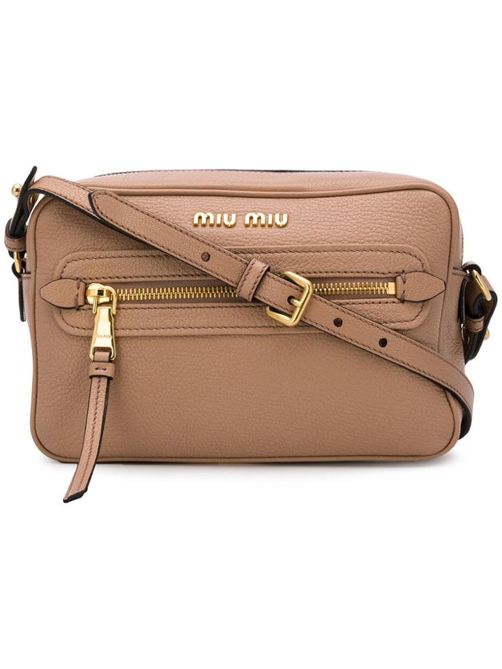 Miu Miu Logo Camera Bag - Neutrals