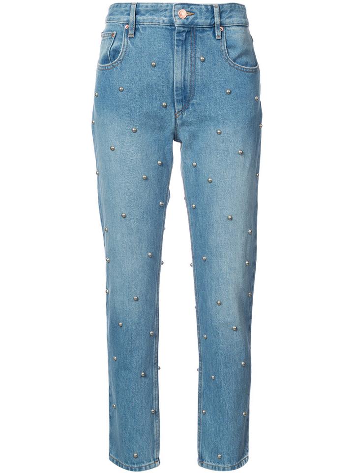 Isabel Marant Étoile - Stud Embellished Straight Jeans - Women - Cotton/zamak - 38, Blue, Cotton/zamak