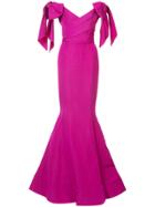 Marchesa Long Off-shoulder Gown - Pink & Purple