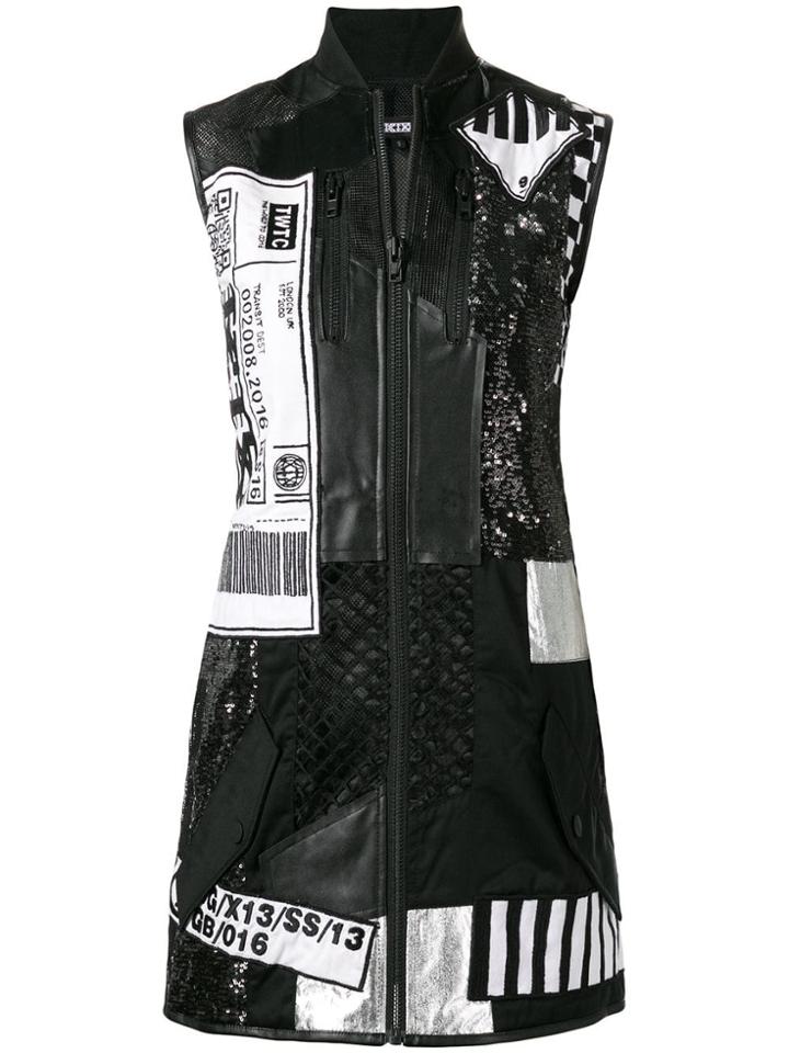 Ktz Patchwork Bomber Dress - Black