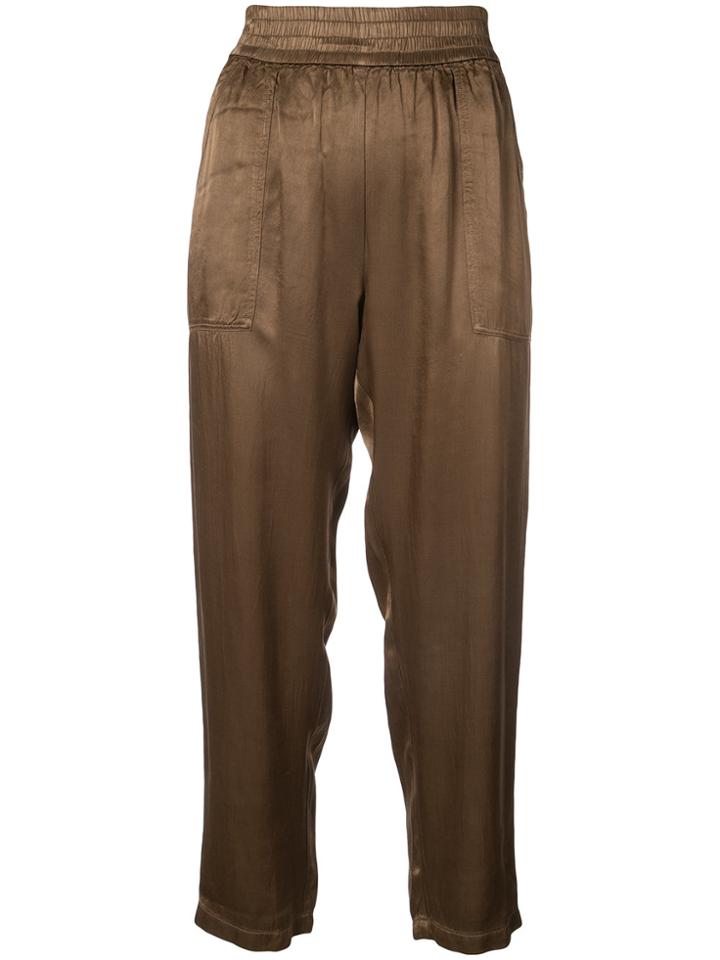 Raquel Allegra Trapunto Cropped Trousers - Brown