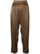 Raquel Allegra Trapunto Cropped Trousers - Brown