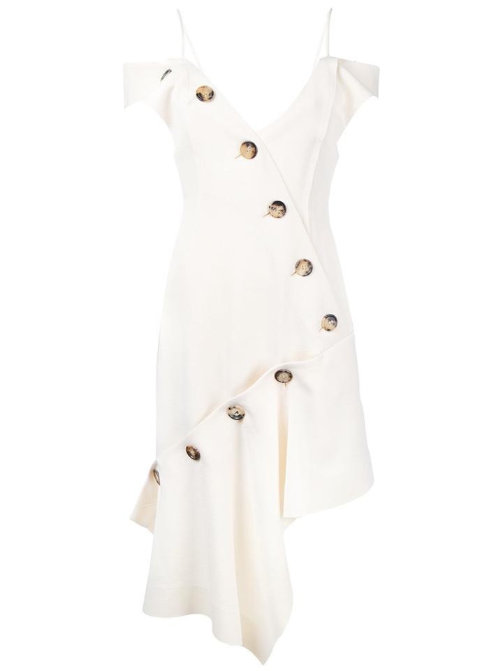 Irene - Long Asymmetric Button Top - Women - Polyester/polyurethane - 36, Women's, White, Polyester/polyurethane