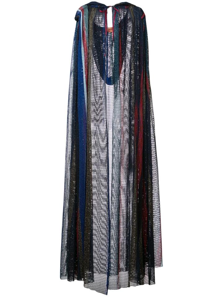 Missoni Mesh Knit Hooded Cape - Blue