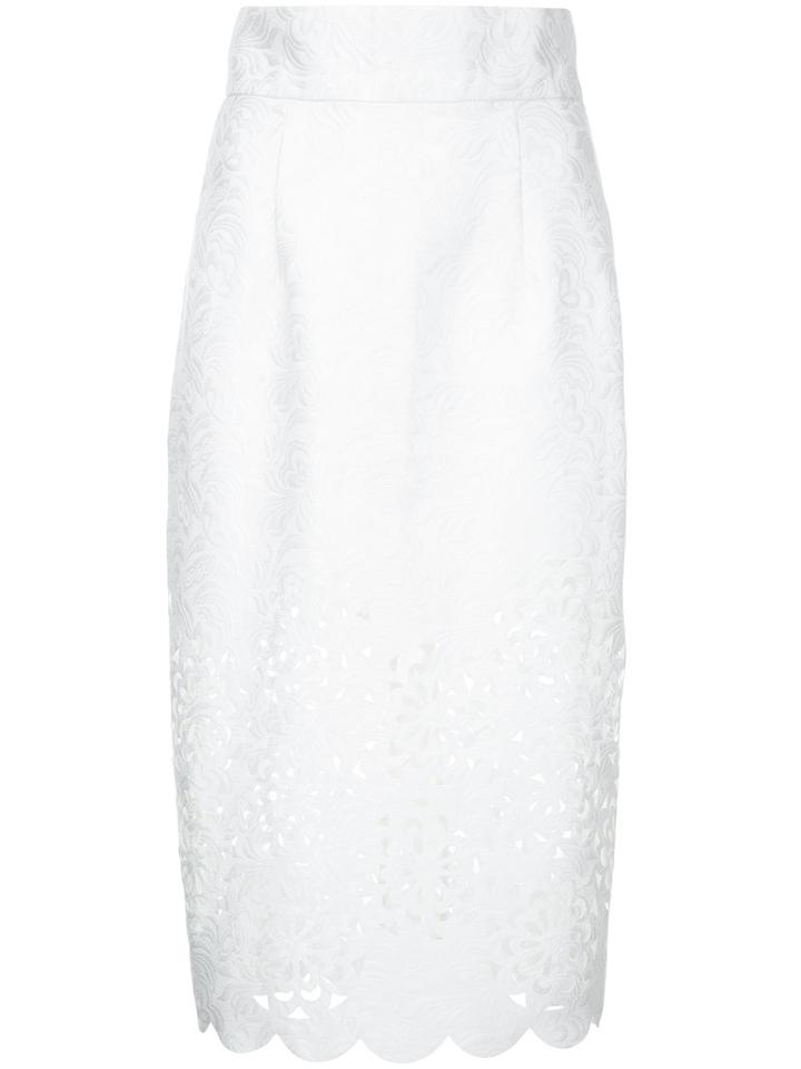 Bambah - Cut Out Pencil Skirt - Women - Polyester - 14, White, Polyester