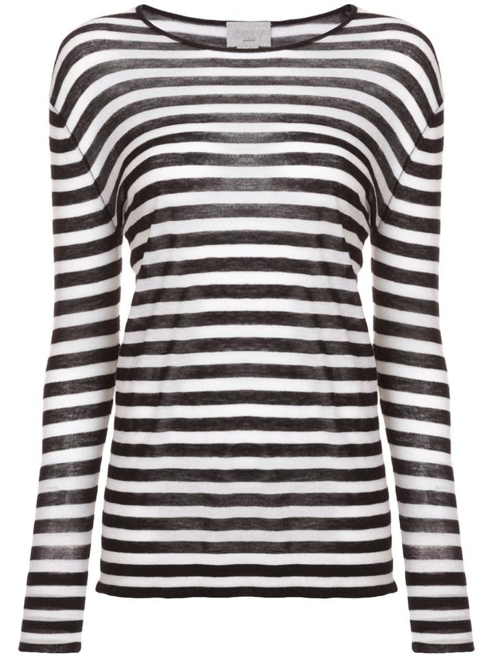 Jason Wu Grey Striped Fitted Sweater - Black