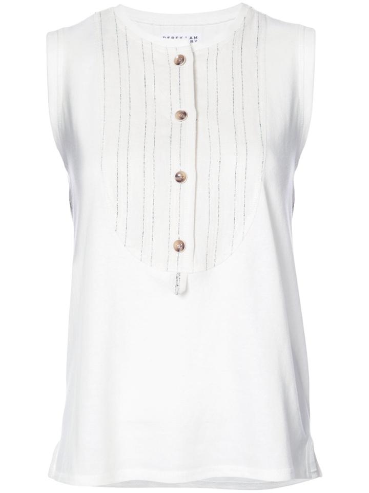 Derek Lam 10 Crosby Mixed Media Henley Tank - White