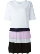 Msgm Tiered Pleat Dress, Women's, Size: Xl, White, Cotton