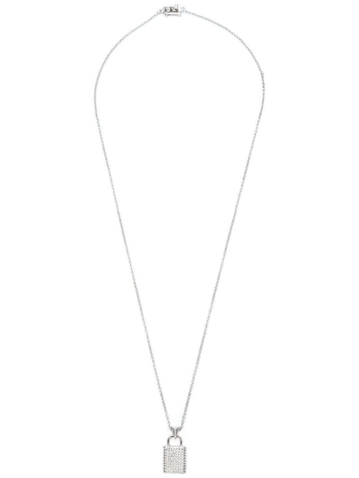 Pavé Padlock Pendant Necklace, Women's, Metallic, Eddie Borgo